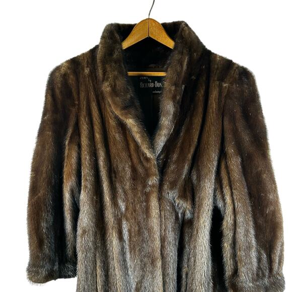 Vintage Furs by Richard Donald Medium Brown Fur Long Trench Coat Womens Size S - Picture 3 of 13